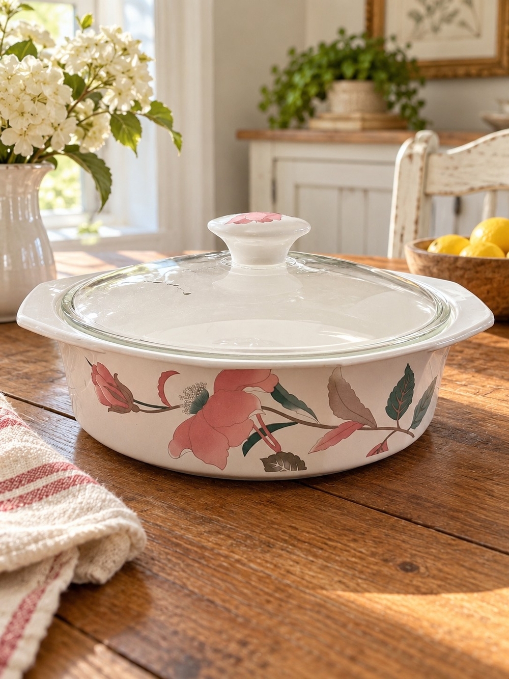 Vintage Mikasa Silk Flowers Casserole Dish 1.25 Qt